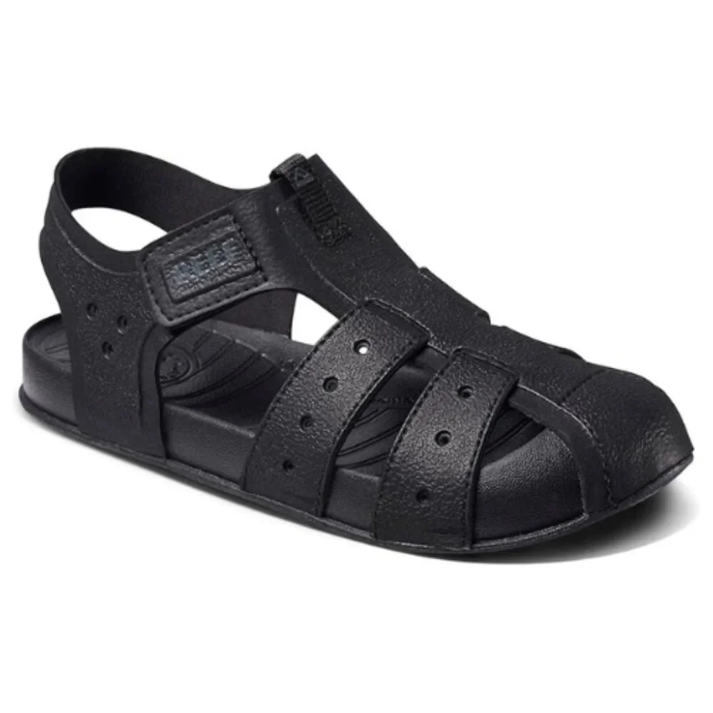 REEF Kids' Water Beachy Fisherman Sandal, Adjustable Straps Size 3 BLACK